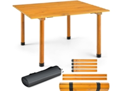 Mesa Plegable Camping, Mesas Plegables Portatiles con Tablero Enrollable de Madera Abeto COSTWAY