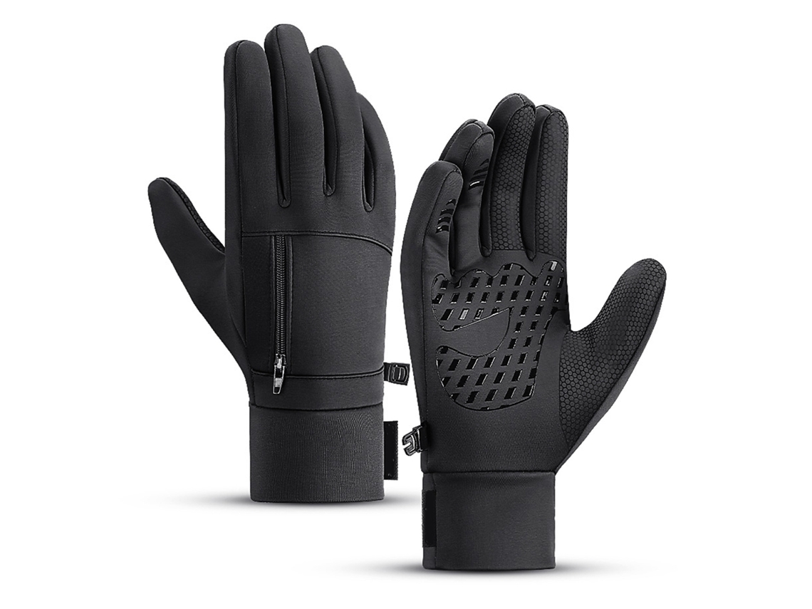 Guantes De Invierno Cálidos Con Malla Táctica De Poliéster Impermeable Y Cortavientos Para Correr Y Hacer Senderismo - Negro