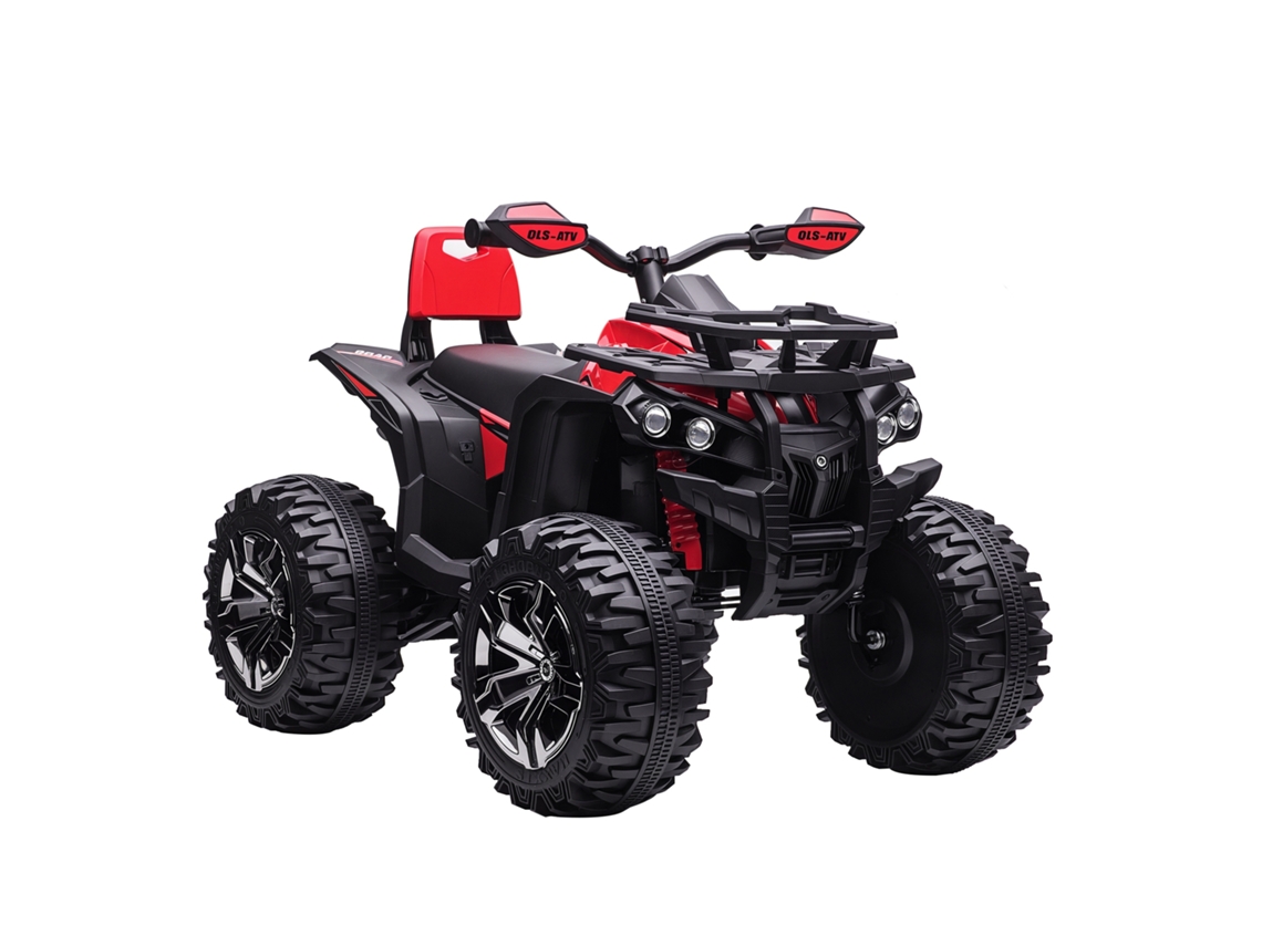 Quad Eléctrico 12v Para Niños +3 Años Con 2 Motores Faros Música Neumáticos De Suspensión Botones Avance Y Retroceso Vehículo A Batería 100x65x73 Cm