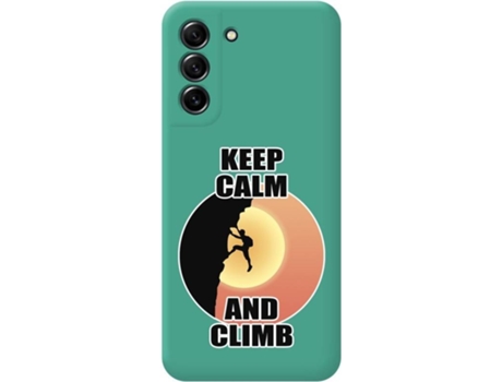 Carcasa Samsung Galaxy S21 FE 5G TUMUNDOSMARTPHONE Silicona Líquida Dibujos Hombre Escalada Verde