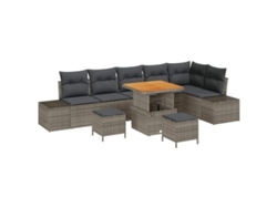 Maison Exclusive - Conjunto de sofás de jardín de 9 piezas, ratán sintético gris
