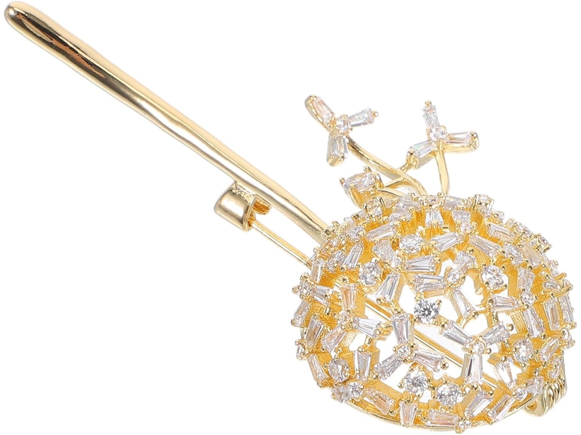 Broche Ciieeo De Diente De León En Aleación De Zinc Con Circonita, Elegante Clip Antideslizante Para El Cuello Y