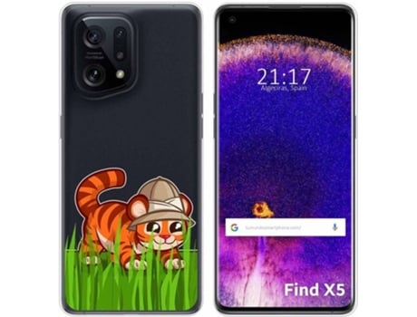 Carcasa para Oppo Find X5 5G TUMUNDOSMARTPHONE Dibujos Transparente Tigre Multicolor