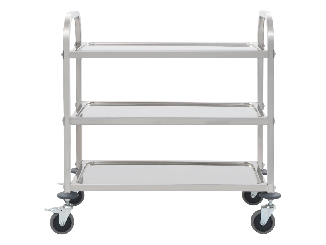 Carrito de cocina de 3 niveles, 95x45x83,5 cm, acero inoxidable