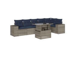 Maison Exclusive - Conjunto De Sofá De Jardín De 7 Piezas Con Cojines, Poliratán Gris