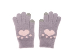Guantes Tácticos De Malla Con Un Bonito Estampado De Huellas De Gato, Cómodos, Suaves, Cálidos, Gruesos, De Imitación De Visón Morado.