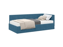 Maison Exclusive - Estructura De Cama Esquina Con Colchón 2 Pcs Azul Terciopelo