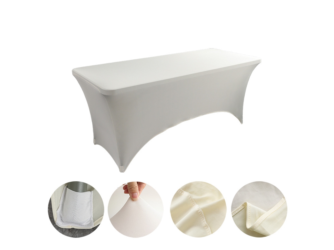 Mantel Rectangular Elástico De Spandex Para Bodas, Banquetes Y Fiestas (blanco Marfil/122x75x75cm) Gertiz