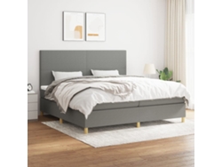 Cama Box Spring Con Colchón Tela Gris Oscuro 200x200 Cm