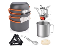 Juego De Utensilios De Cocina Para Acampar Con Hornillo Plegable Ligero Y Utensilios De Acero Inoxidable Para Acampar, Hacer Senderismo Y Picnics.