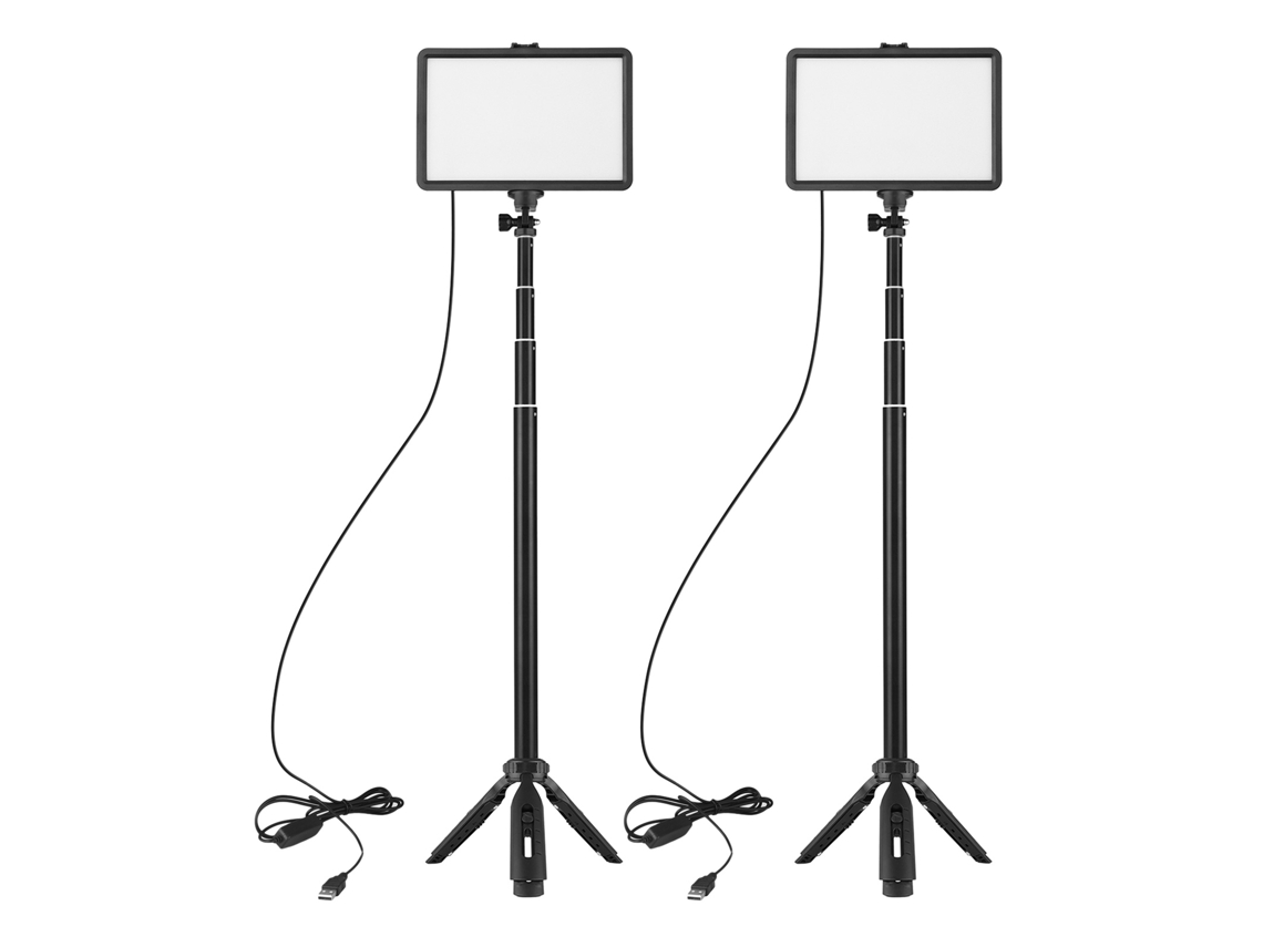 Kit De Luz De Video Rgb Usb Regulable 3200k-5600k Con Trípode Desmontable Y Estirable