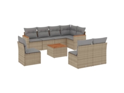 Maison Exclusive - Set De Sofás De Jardín 9 Pzas Con Cojines Ratán Sintético Beige