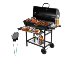 Barbecue Au Charbon De Bois, Barbecue Au Charbon De Bois Xxl Avec Couvercle, Tiroir À Cendres, Gants Résistants À La Chaleur, Avec Roulettes
