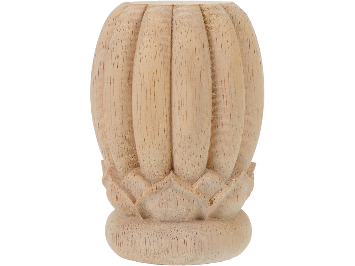 Remate De Columna Romana De Madera Natural Tallada, Adorno Decorativo Macizo