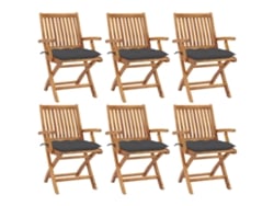 Sillas de jardín plegables de teca maciza de 6 piezas con cojines DKD Home Decor