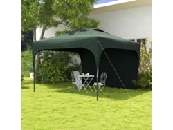 Gazebo De Jardim 3x3m Com Altura Ajustável, 1 Parede Lateral Impermeável, 4 Sacos De Areia E Bolsa De Transporte (verde)