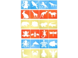 Juego de 24 plantillas de animales para niños y niñas, plantillas reutilizables para pintar en la acera.