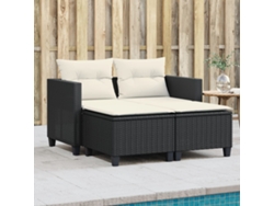 Sofá de jardín de 2 plazas con bancos en mimbre negro, Dkd Home Decor