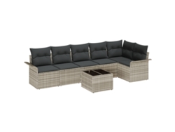 Conjunto 7 De Sofá Modular De Jardín De Vidaxl Con Cojines  Gris Claro Ratán