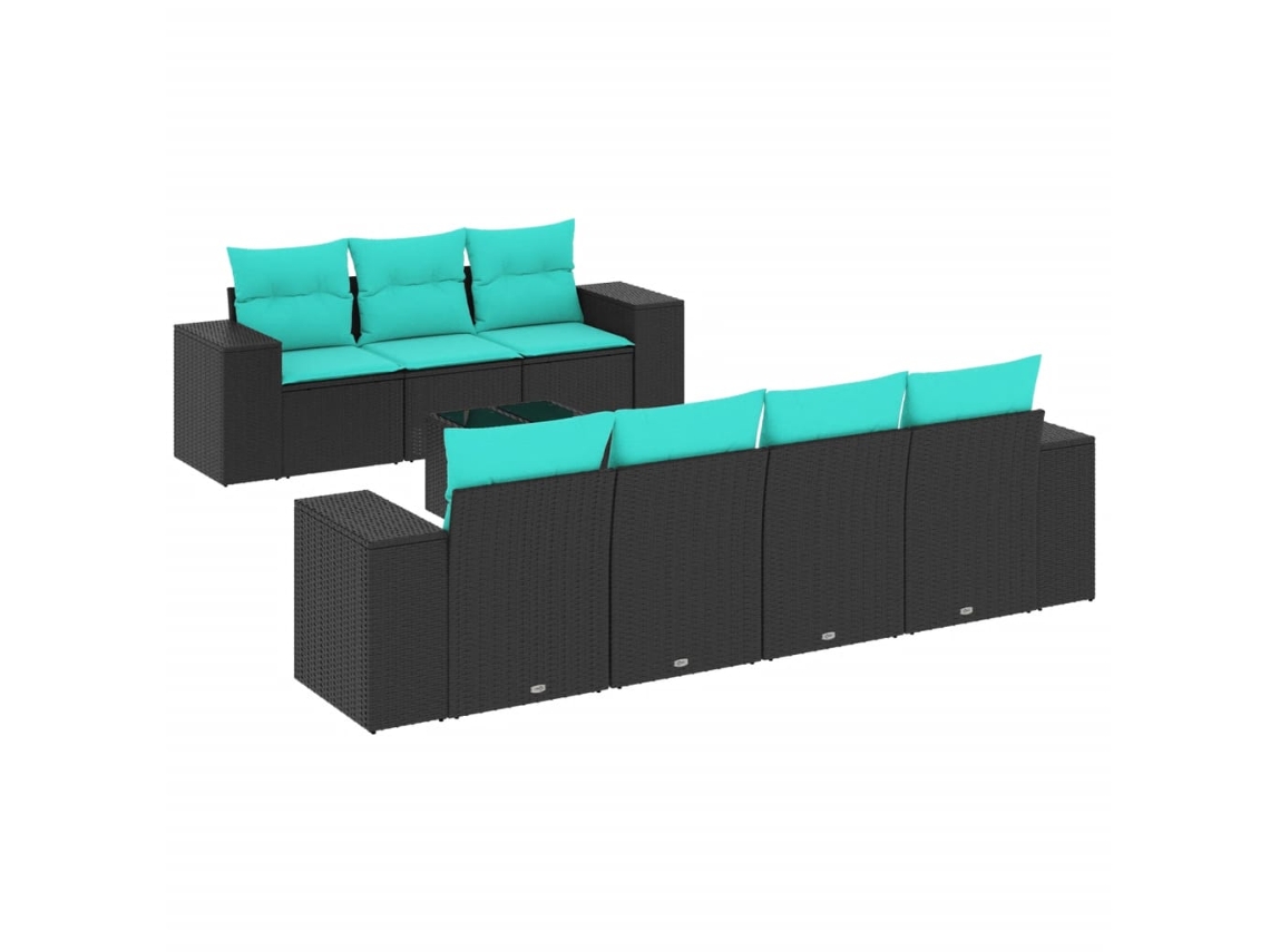 Maison Exclusive - Conjunto De Sofá De Jardín De 8 Piezas Con Cojines, De Poliratán Negro