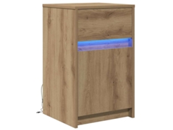 Maison Exclusive - Armario De Noche Led Con Cajón Roble Artisan 38 X 34 X 61 Cm