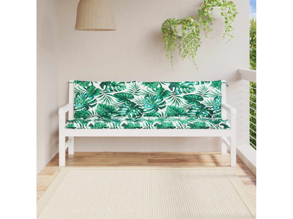Cojines para banco de jardín, 2 unidades, 180x50x7cm, estampado de hojas Oxford HARLANV1