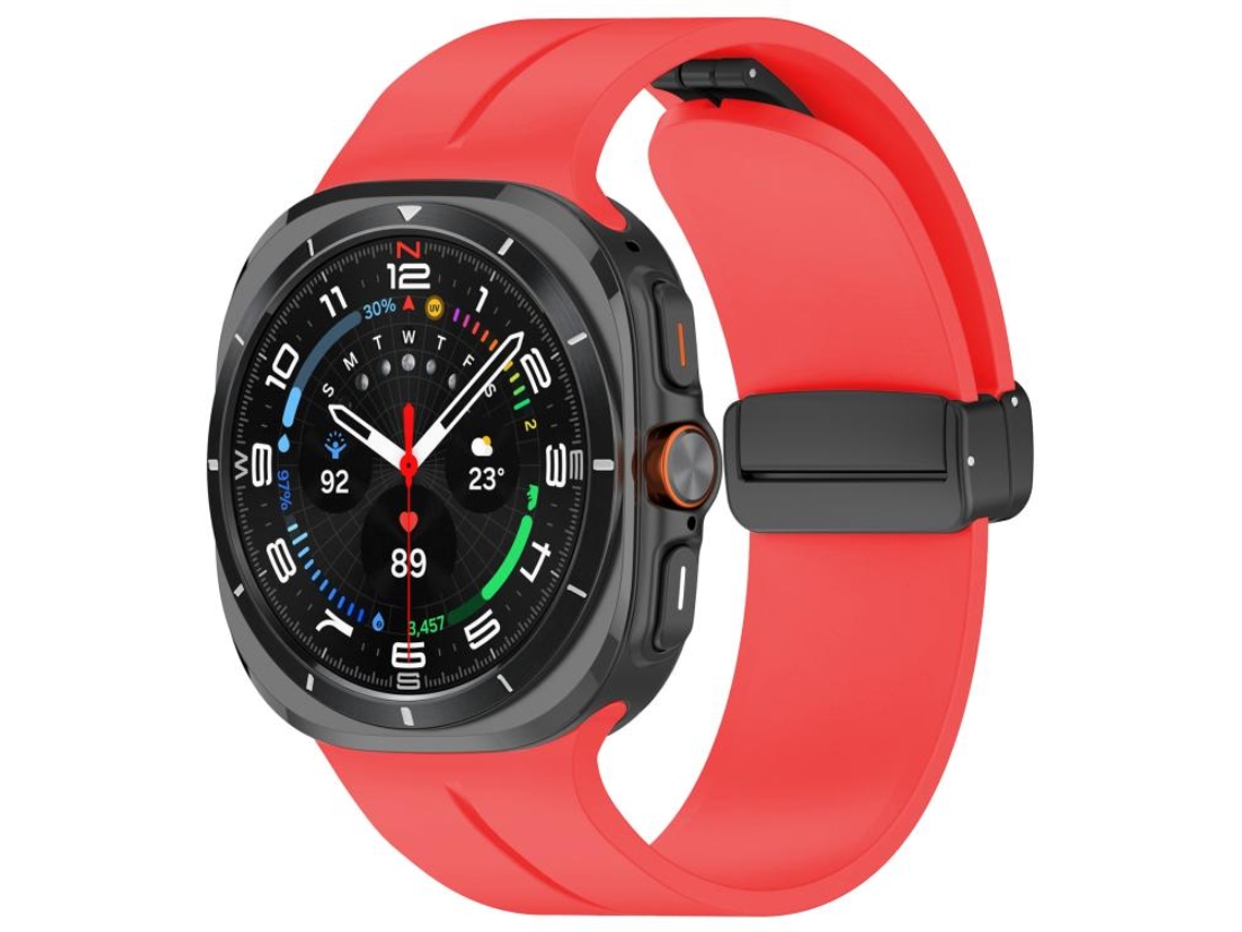 Correa plegable de ultrasilicona para Samsung Galaxy Watch con hebilla negra y ranuras planas (47 mm).