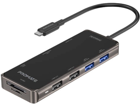 Hub USB PROMATE Primehub-Go 9-en-1 100W HDMI 4K HDMI LAN 1000Mbps USB 3.0 USB 2.0 Tarjeta SD/TF