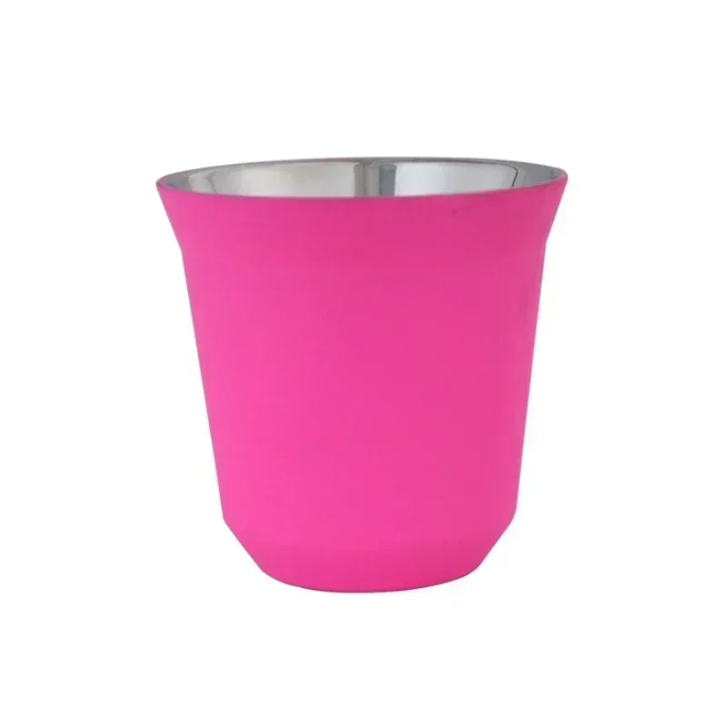 Taza De Espresso Para Camping Al Aire Libre (80 Ml, Rosa), De Acero Inoxidable 304 De Doble Pared Con Aislamiento Térmico.