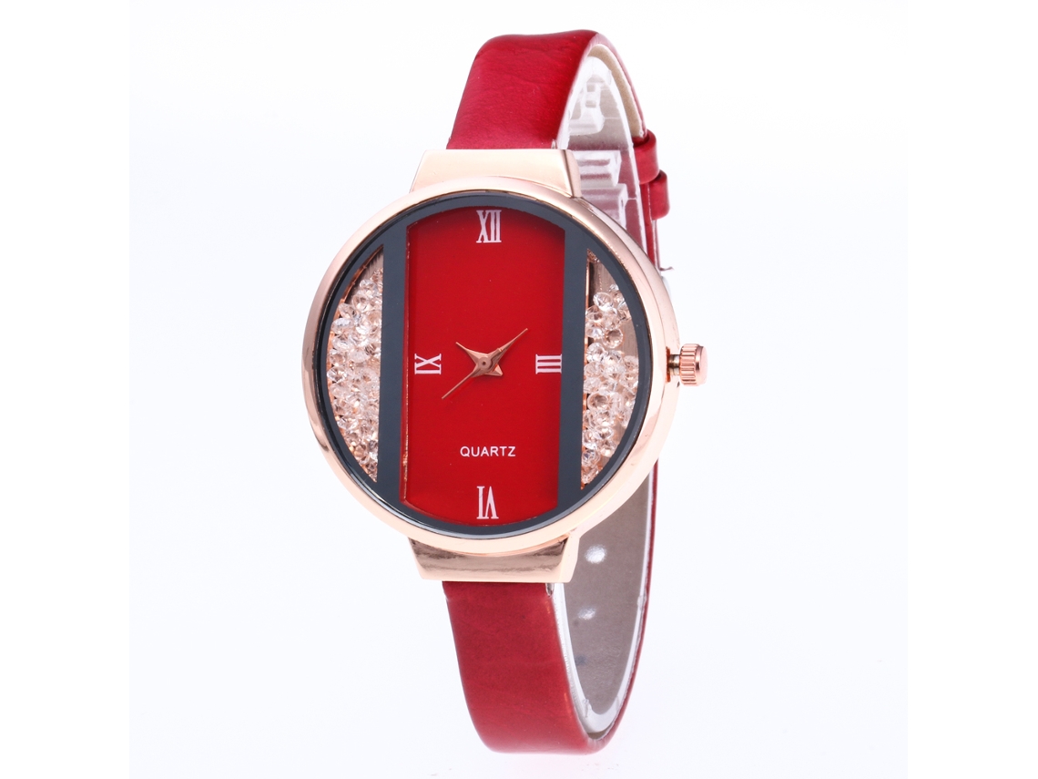 Reloj De Pulsera Analógico De Cuarzo Para Mujer Con Esfera Redonda, Estilo Moderno (rojo)