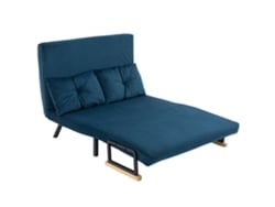 Sofá-cama De 2 Lugares, Sofá Em Veludo, Função De Cama, Incl. 2 Almofadas, Aspecto Veludo, Natural + Azul