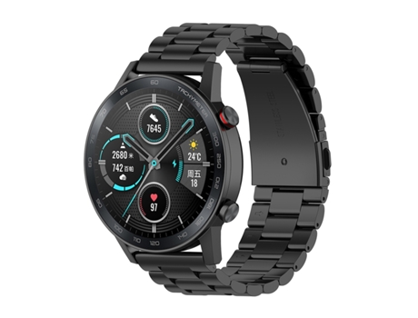 Correa de reloj inteligente para Honor Watch GS 3i 22 mm Correa de reloj de metal de acero inoxidable con tres cuentas (negro)