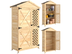 Armario de almacenamiento exterior de madera con techo, 101,5 x 49 x 176 cm, 2 puertas, 2 estantes | Sin marca