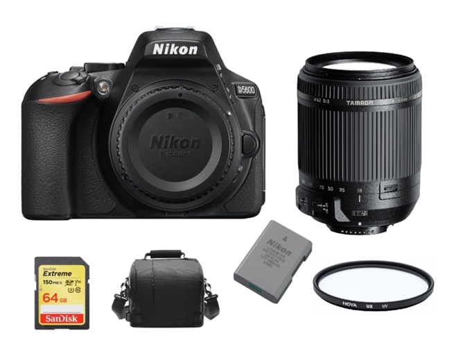 Kit Cámara Réflex NIKON D5600 + TAMRON 18-200mm F3.5-6.3 Di II VC B018 + + 64GB SD + Bolsa + EN-EL14A + Hoya UX UV 62mm