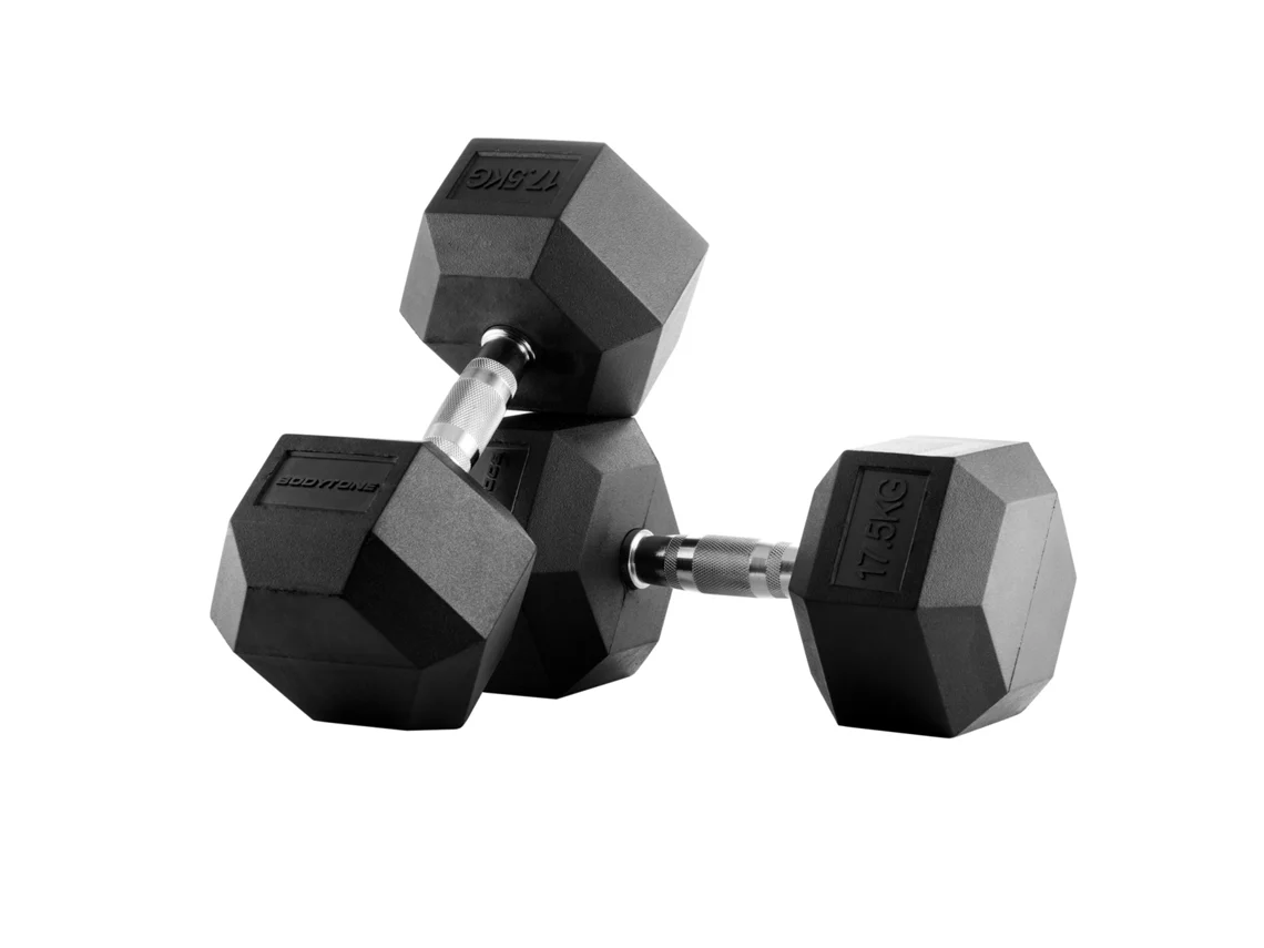 Mancuerna BODYTONE Goma Exagonal (17 kg - 2 Unidades)