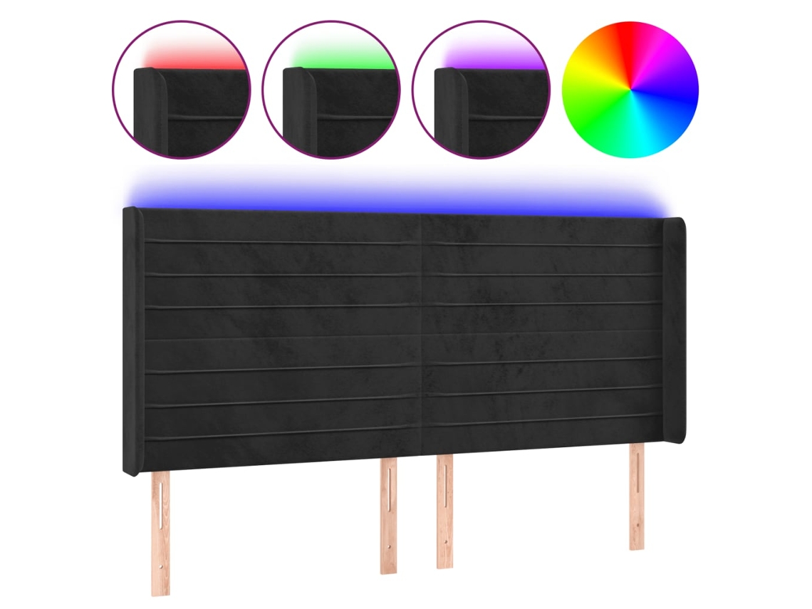Maison Exclusive - Cabecero Con Led De Terciopelo Negro 163x16x118/128 Cm