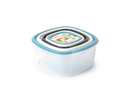 PLASTIC FORTE Urban - Set de 5 Recipientes Cuadrados para Alimentos. Surtido