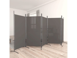 Biombo Divisor | Biombo Separador | Separador De Ambientes De 5 Paneles De Tela Gris Antracita 433x180 Cm