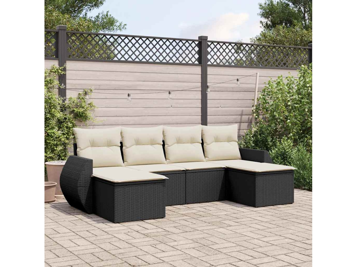 Conjunto de sofás de jardín de 6 piezas DKD Home Decor con cojines de mimbre negros