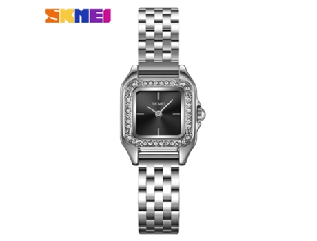 Reloj Analógico de Cuarzo para Mujer con Correa de Acero Inoxidable Reloj de Pulsera Cuadrado Resistente al Agua-Plateado LUUCOZK