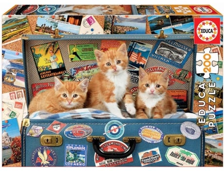 Puzzle EDUCA Junior 200 Gatitos Viajeros (Edad Mínima: 6 Años - 200 Piezas)