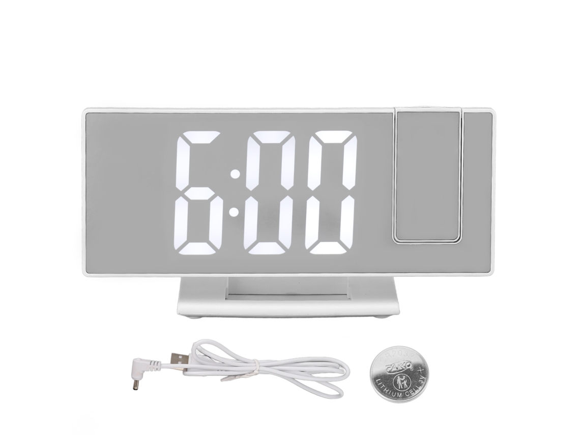 2026 Store-despertador Digital Con Proyección Espejo Display Led Grande Para Dormitorios Blanco