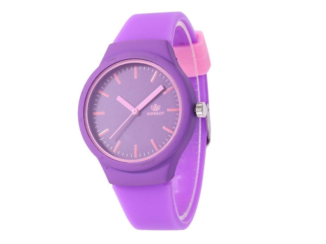 Reloj De Pulsera Unisex Informal De Cuarzo Con Correa De Silicona - Regalo De Moda - Morado