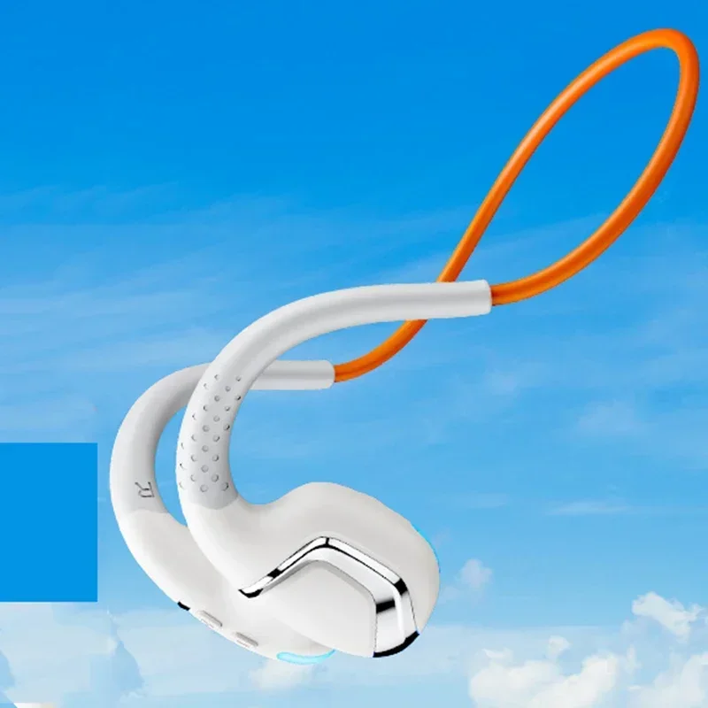Los auriculares Bluetooth de conducción ósea (naranja) son cómodos de usar y no necesitan insertarse en el oído.