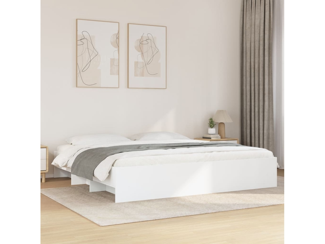 Estructura De Cama Madera De Ingeniería Blanca 200x200 Cm