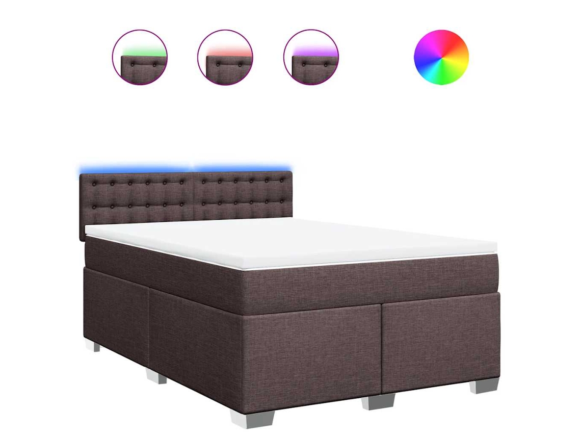 Maison Exclusive - Cama Box Spring Con Colchón Tela Marrón Oscuro 140x190 Cm