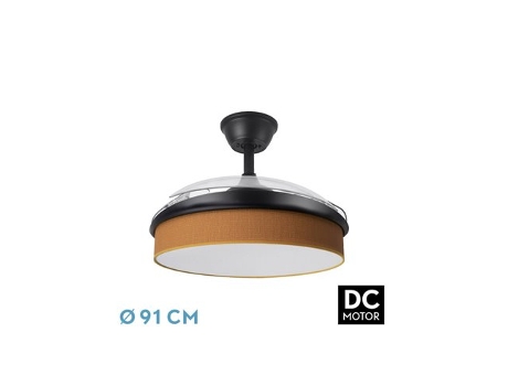 Ventilador DC Moda 72W Negro/Naranja 3 Aspas FABRILAMP