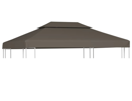vidaXL Toldo de cenador 2 niveles 310 g/m² 4x3 m gris topo