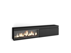 Mueble TV, Televisión, 210, Para TV hasta 80, Chimenea eléctrica XXL, Negro SKRAUT HOME