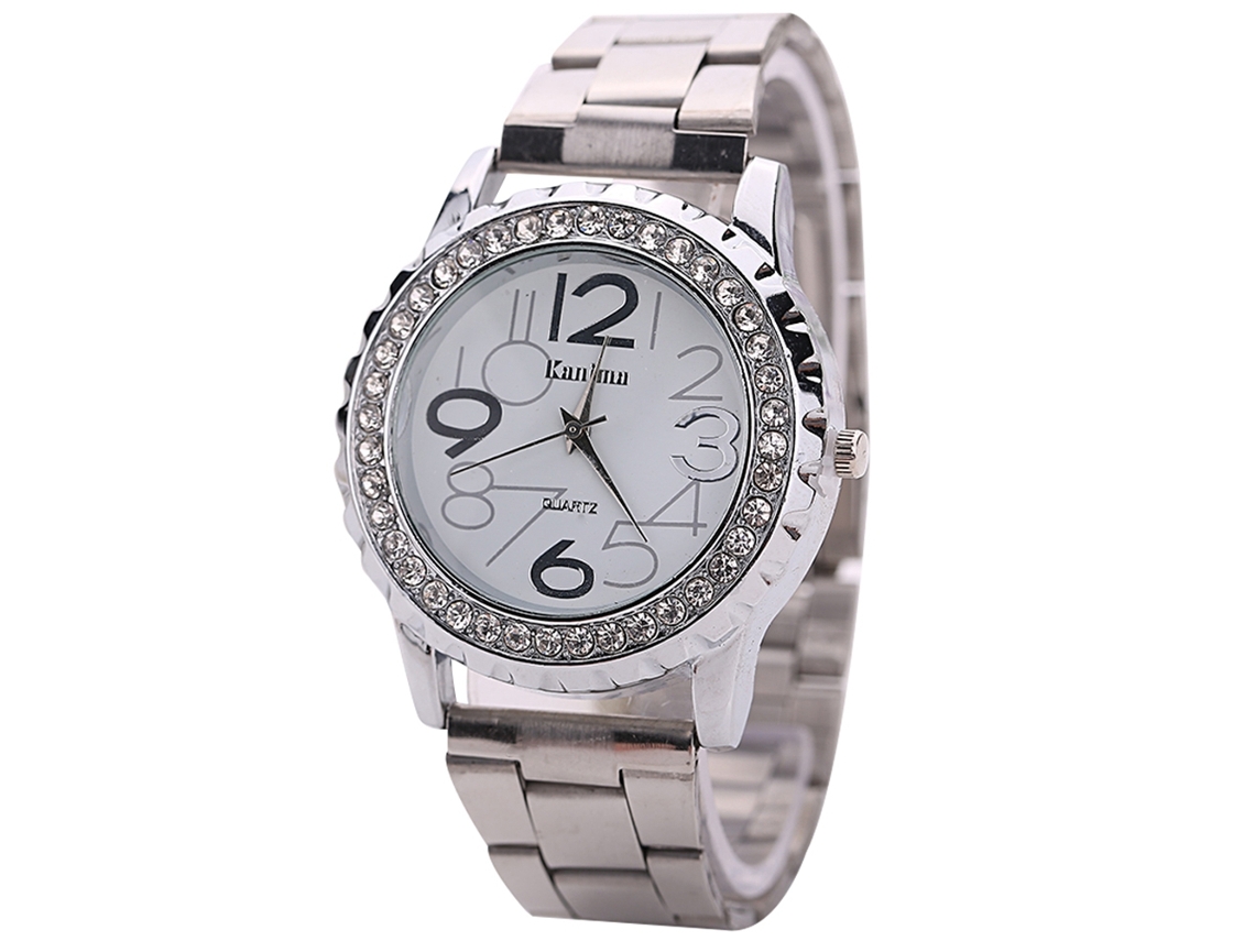 Reloj De Pulsera De Moda Para Mujer Con Brazalete De Acero Y Diamantes De Imitación, Reloj De Cuarzo Plateado